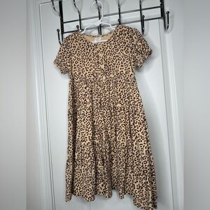 Kate Quinn Tan Leopard Print Kids Dress
